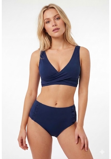 Nbb Bayan Burgulu Model Bikini Mayo 51674 Lacivert