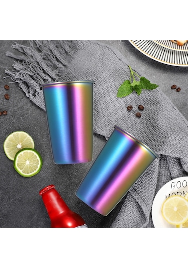 Tenfowee 304 Paslanmaz Çelik 5'li Set 500ml: Kırılmaya Dayanıklı, Tek Katmanlı İçecek Bardakları - Kahve, Su İçin Uygun Diğer