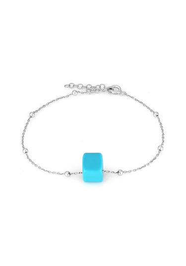 Azuris 925 Ayar Gümüş Turkuaz Boncuklu Bileklik N11.1064
