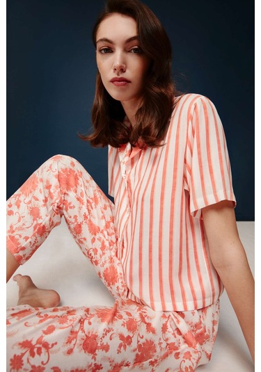 Bonnie&clyde - Kadın Somon Viskon Pijama Takımı SOMON