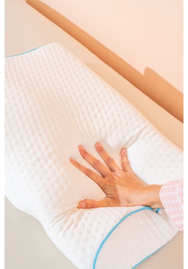 Visco Boyun Ağrısı Engelleyici Ortopedik Visko Yastık 56 34 10,5 Cm Beyaz