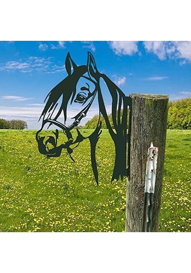 Xindoker Dışarıdaki Bahçe Dekorasyonu İçin Gözükten Metal At Figürü - Bahçe Tırnaklı Zırh Çırakı Ve Ası