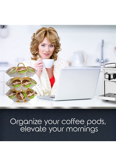 Xurunkeji 27 Kart Pozisyonlu Pod Karusel Tutucu - Keurig Pod İçin 360 Derece Dönebilen Metal Kahve Pod Düzenleyici Altın