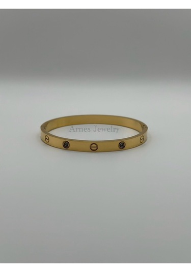 Arnes Jewelry Çelik Kelepçe Bileklik Ar83 Gold