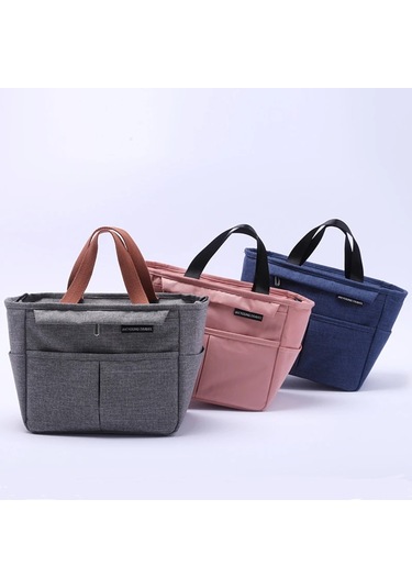 Taşınabilir Yemek Kabı Yalıtımlı Termal Çanta Piknik Gıda Gri