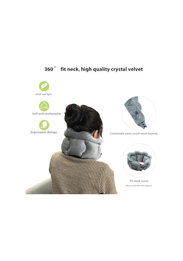 Pıctet.fıno Rh66 Kristal Kadife Şişme Boyun Yastığı Seyahat Dostu Taşınabilir Boyun Yastığı Mavi