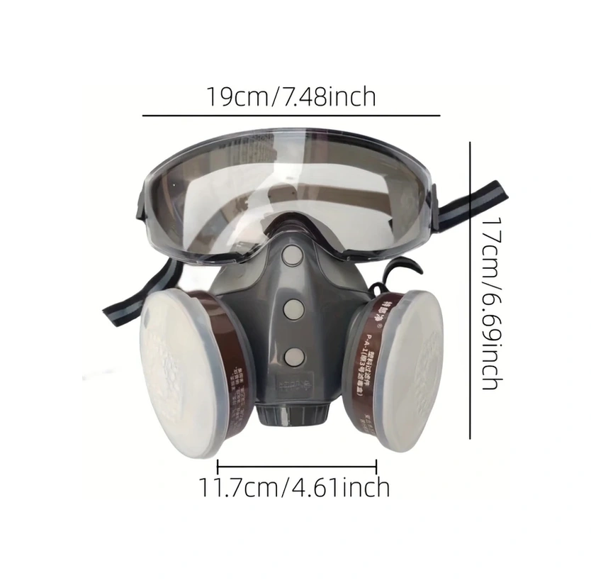 Willowhaven Gaz Maskesi + 10 Filtre Pedi Toz Boya Pestisit Kimyasallara Karşı Tam Yüz Solunum Maskesi