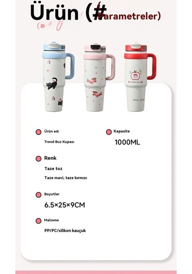 Maoyaya Yakışıklı Ve Büyük Kapasiteli Termos Fincan - Buz Bardağı Beyaz Beyaz