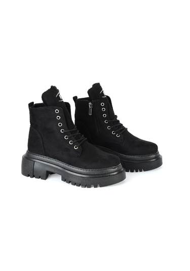 M.P Mp 222-3471ft Siyah Nubuk Fermuarlı Kız Çocuk Düz Bot 001