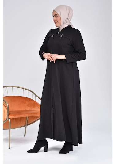 Kadın Büyük Beden Fermuarlı Kışlık Kaban Pardesü 001