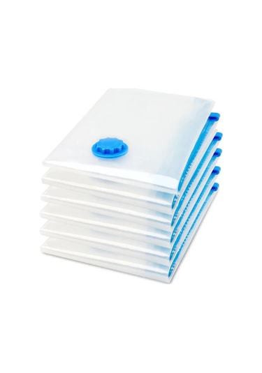 Hangfox 6 Adet 50x70cm Orta Boy Vakumlu Depolama Çantaları - İçki, Kumaş, Battaniye İçin Hafifletici Ve Su Geçirmez Saklama Çantaları Şeffaf