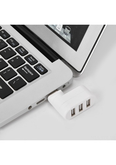 Yaozixa 3 Port Usb 2.0 Mini Hub Dönen Tasarım, Geri Uyumlu, Slim Ve Kompakt Beyaz