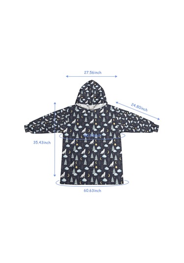 Wolf Desenli Giyilebilir Battaniye Hoodie, Unisex Kalın Flanel, Kapüşonlu,sıcak Rahat-a7 Wolf Night Sky
