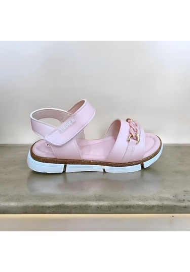 Kız Çocuk Kolay Cırt Cırt Bağlamalı Yumuşak Ortopedik Düz Taban Yazlık Sandalet Pudra Renk 001