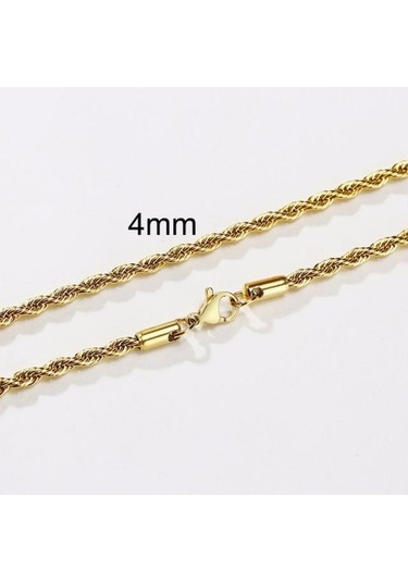 Novahub Altın Erkekler Halatlar Uzun Kolye Paslanmaz Çelik Minimalist Büküm Halat Zincir Kolye Altın Renginde Mevcut Gümüş Renk 3 Ila 5mm 4mm-75cm - Diğer Altın