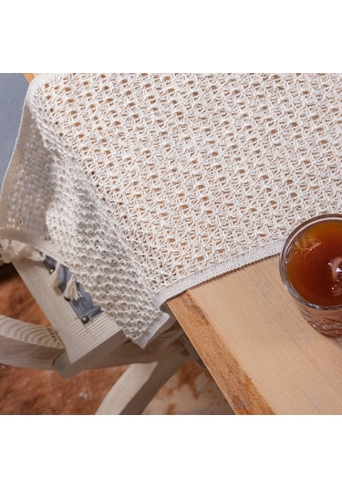 Vivamaison Pamuk Dantel Runner Masa Örtüsü Krem 30 x 150 CM