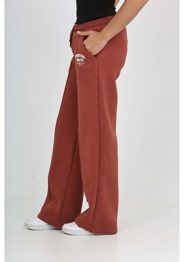 Toontoy Kız Çocuk Bol Paça Baskılı Eşofman Alt Kiremit