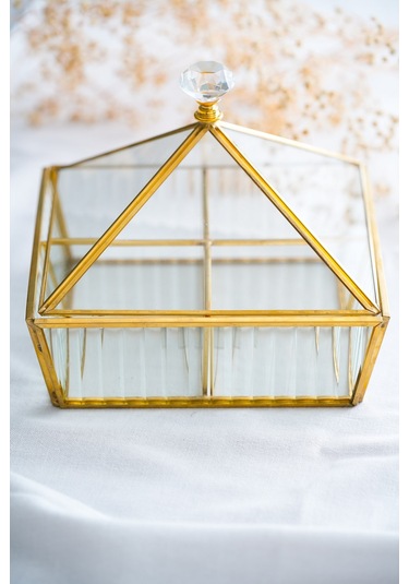 Acar Cam Kare Şeker Kutusu Gold