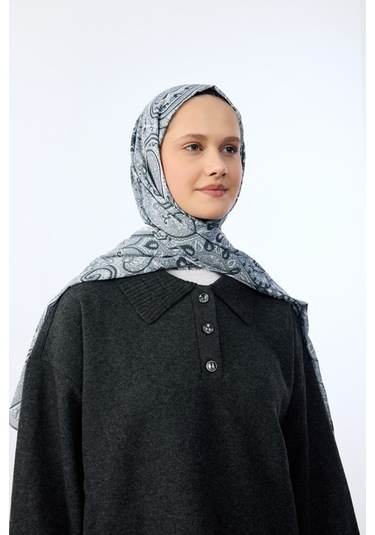Mirsoy Scarf Mirayze Etnik Desen Şal Gri