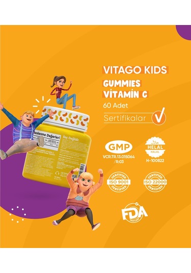 Vitago Kids Gummies C Vitamini 60 Adet Çiğnenebilir Jel