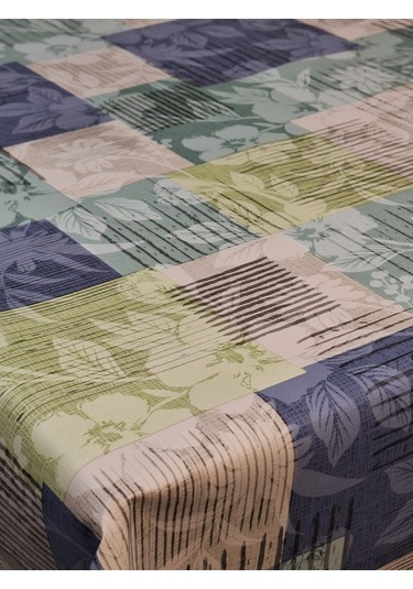 Elyaflı Pvc Muşamba - Desenli Silinebilir Masa Örtüsü Yeşil Fnt1246 Mavi