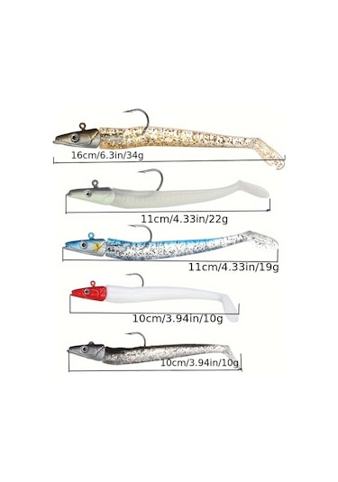 Fochsia 5 Adet Parlayan 4.33 İnç 22 Gram T Kuyruk Yumuşak Yem Suni Balık Yemi