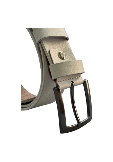 4 Cm. Spor Hakiki Deri Düz Model Erkek Kemer Beyaz Beyaz