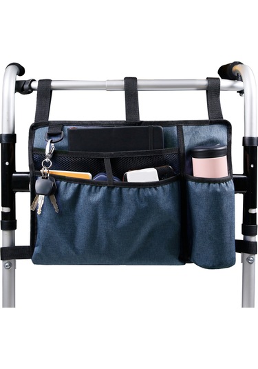 Yürüteç Çantası Yürüteç Organizatör Kılıfı Bardaklıklı Mavi Mavi