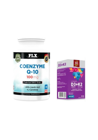 Coenzyme Q-10 100 Mg 90 Tablet + Vitamin D3 Vitamin K2 20 Ml