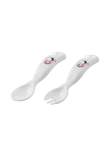 Mamajoo Desenli Kaşık & Çatal Seti / Pembe İnek