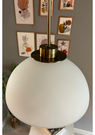 Perry Beyaz Cam Tekli Avize Ufo İnce Eskitme Başlık Retro Sarkıt Lamba Restoran Salon Aydınlatma Beyaz