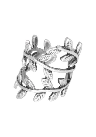 Kadın Antik Gümüş Kaplama Yaprak Yüzük N11.15620 Çok Renkli