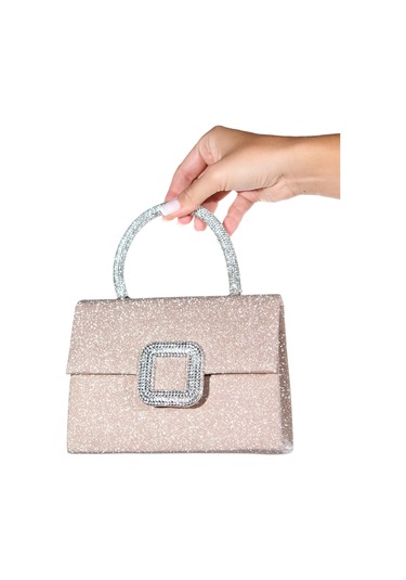 Valeria Altın Simli Taşlı Kadın El Çantası Altın