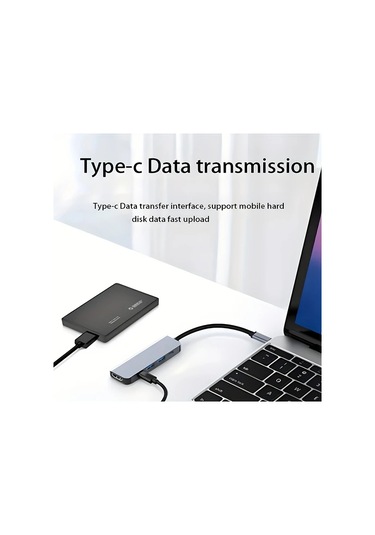 Boatshop1 Gri Alüminyum Alaşım 5i 1 Arada Tipc Hdtv Adaptörü Usb 30 20 Pd Şarj Dizüstü Bilgisayar 4k 60hz Kompakt 95 Cm