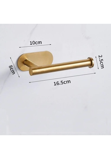 Hombey 304 Paslanmaz Çelik Banyo Kağıdı Tutucu, Otomatik Yapışkan Montaj, Paslanmazsız, 2.5 Kg Yük Kapasitesi, Modern Tasarım Altın