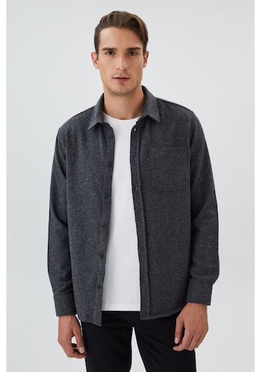 Lee Cooper Harold Erkek Dokuma Uzun Kol Gömlek Antrasit-15326 Antrasit