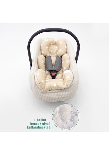 Mordesig Ortopedik Bebek Puset Minder Ve Çarşaf,ekose Pamuk Kumaş