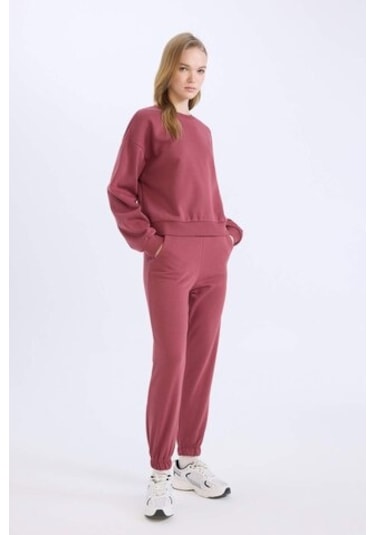 Defacto Regular Fit 2li Takım Kalın Bisiklet Yaka Sweatshirt Esnek Belli Jogger Eşofman Altı D8022axnsbr26 Bordo