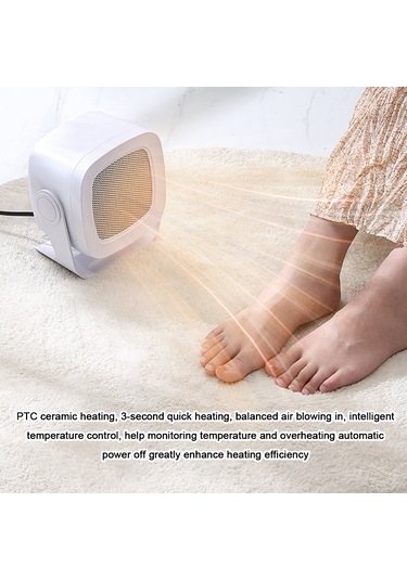 Yunboo Ev Isıtıcı Ptc Seramik 800w: Masaüstü/banyo Uyumlu, Hızlı Isı, 45 Yükseklik Ayarı, Otomatik Kapanma, Beyaz Eu Plug