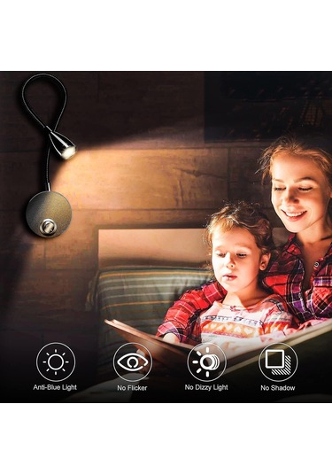 Yatak Başı Duvar Lambası 3w Esnek Boyunlu Led Okuma Lambası Diğer