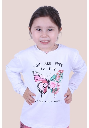 Fyk Kids Kız Çocuk Uzun Kol Sweatshirt Beyaz1 Beyaz
