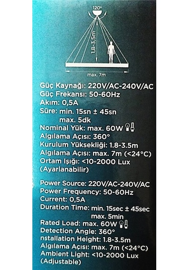 Duylu Sıva Üstü Sensör 360 Derece