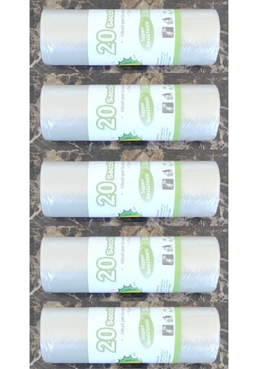 Şeffaf Çöp Poşeti 50x60 Cm 20'li Rulo, 5 Rulo 100 Adet