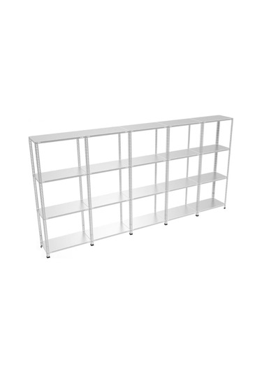 Rafburada 4 Katlı 5'Li Bitişik Galvaniz Çelik Raf.Depo,Dosya Raf 59 x 93 x 200 CM Kalınlık 1.00 MM