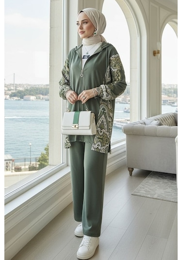 Desenli Oysho İkili Takım 1653 - Haki Haki