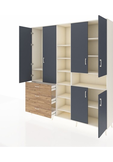 Hyperion Dolap 13 Raflı 3 Çekmeceli 6 Kapaklı 220x44x243 Aytaşı-antrasit/çam Antrasıt/atlas Çam Hyperion Dolap 13 Raflı 3 Çekmeceli 6 Kapaklı 220x44x243 Aytaşı-antrasit/çam Antrasıt/atlas Çam