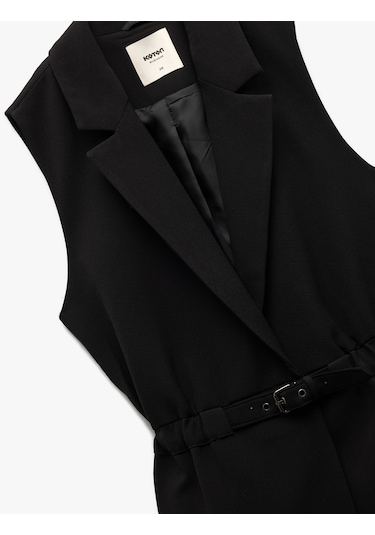 Koton Astarlı Kruvaze Kolsuz Kemerli Uzun Yelek Siyah 6wak20012uw Siyah