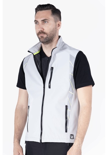 Tiger Softshell Yelek Açık Gri - Neon Sarı