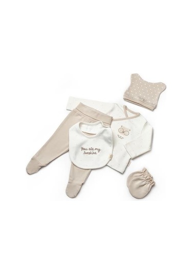 Bebek 5'li Hastane Çıkışı %100 Organic Pamuk Yenidoğan Serisi - Csy8126 Ekru