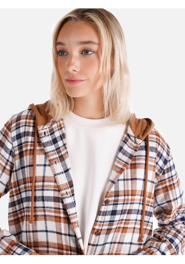 Colin's Colins Regular Fit Kapüşonlu Kareli Kahverengi Kadın Uzun Kol Gömlek Cl1066426 Camel Colin's Colins Regular Fit Kapüşonlu Kareli Kahverengi Kadın Uzun Kol Gömlek Cl1066426 Camel